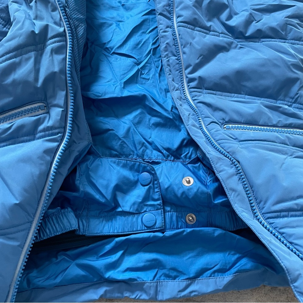 Marmot Girls Val D’Sere Hooded Winter Skiing Puffer Jacket, Blue Size Large - Picture 4 of 6